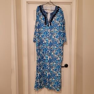 💙 Sail To Sable Blue Caftan Maxi Dress XL